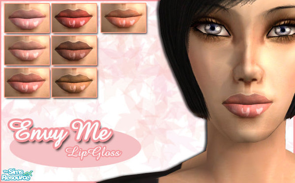 Sims 2 — Envy Me - Lip Gloss by zvaella — This Lip Gloss is available in seven colors ; the dark ones look great on dark