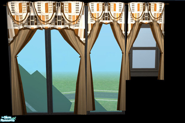 Sims 2 — NK TC50 Curtains - Medium Wood by MoMama — A medium wood texture gives these curtains a different look. With a