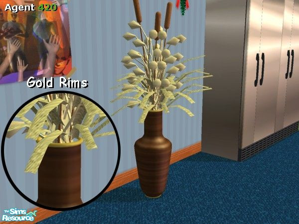 Sims 2 — A420 Fancy Brown Base for Vase by Agent420 — A Fancy Red Brown for Marilu's Hat Shop - Vase MESH. Awesome gold
