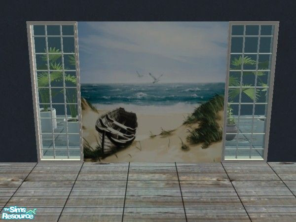 Sims 2 — Pacific Coast 3 panel mural by tamlfra — Simple, and lovely... At $15 a panel, this should also increase your