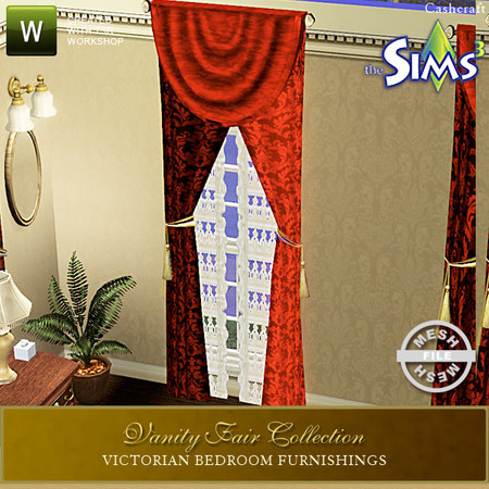 Sims 3 — Vanity Fair Collection Curtain 002  by Cashcraft — Victorian curtain with decorative sheer panels, it's an
