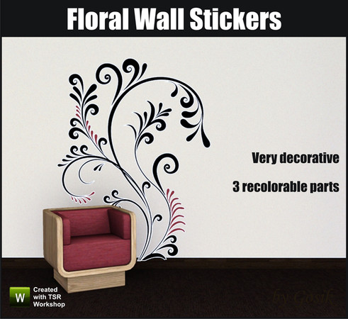 Sims 3 — Wall sticker - floral curves 02 by Gosik — Wall sticker - floral curves 02 by Gosik at The Sims Resource. The