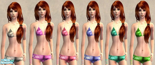 Sims 2 — Shiny Swimwear 6 Recolours by DomphBee — 6 recolours of the shiny golden bikini at Liana Sims 2.