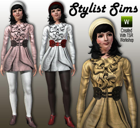 The Sims Resource - Ruffle Coat with Vintage Belt