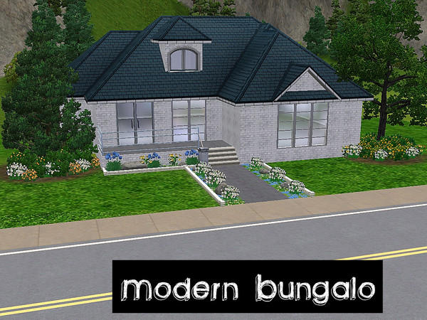 Sims 3 — Modern Bungalo by simsdercycle — Modern Bungalo with perfect floor plan for a small family . a big tv room,