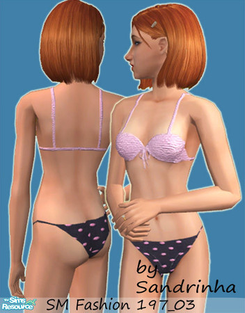 Sims 2 — SM Fashion 197_03  - Female Adult Swimwear by sandrinha — One of six bikinis for Female Adults. Rose and dots.