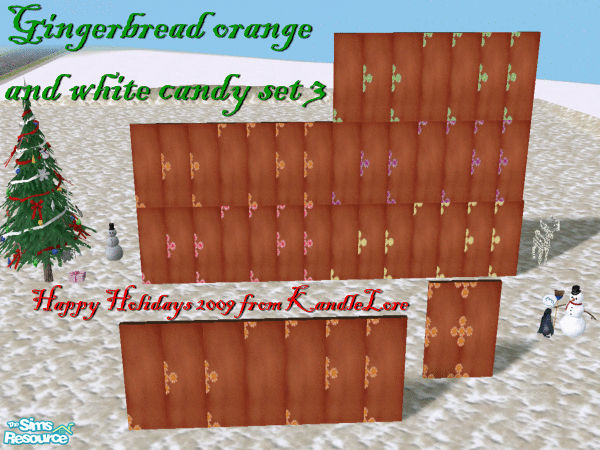 Sims 2 — Gingerbread orange & white candy set 3 by Kaeliana BrightStar — Gingerbread wall with orange and white candy