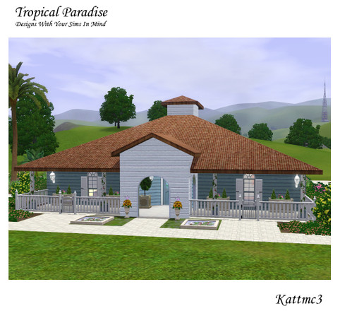 Sims 3 — Tropical Paradise by kattmc3 — This three bedroom, two bathroom home is perfect for the sim who dreams of the