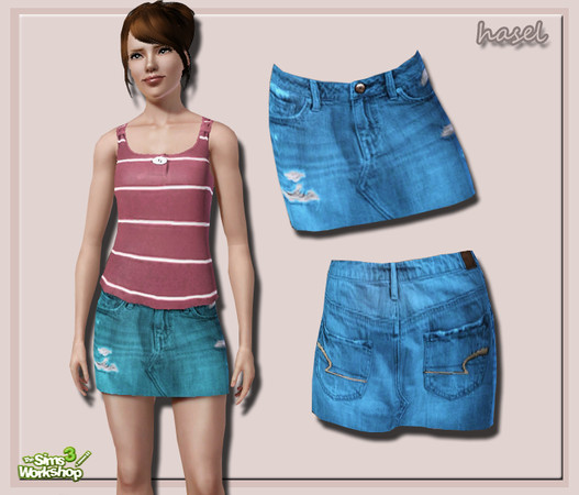Sims 3 — Denim Skirt2  by hasel — 2 recolorable palets..