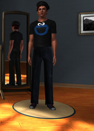 Sims 3 — Cookie Monster by KevinTroy — Cookie Monster top for all male adults/young adults. Top colour is changeable but