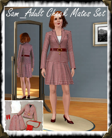 Sims 3 — Sam AdultCheckMates by frisbud — Inspired by the 1966 outfit Check Mates for the Francie doll by Mattel. Set