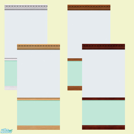 Sims 2 — Mint Blue walls with wood accents $1  by hiedibear75 — Walls in mint blue that wont cost a mint. They can be