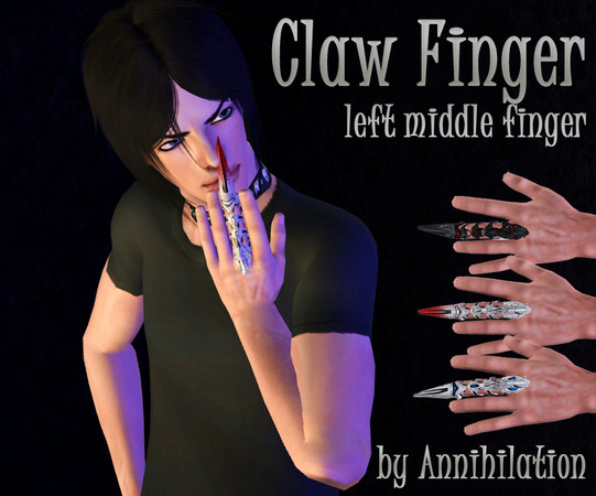 Sims 3 — Claw Finger Left Middle by Annihilation by Annihilation — Claw Finger Left Middle by Annihilation