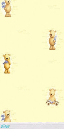 Sims 2 — Nursery Wallpaper by sallyhails — With white wood kick molding