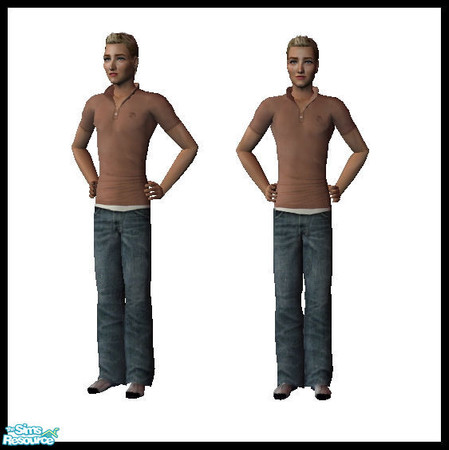Sims 2 — Jeans and Polo -- Tan by Arbalest — This is a recolor of the wonderful mesh created by lueppi! ENJOY! :)