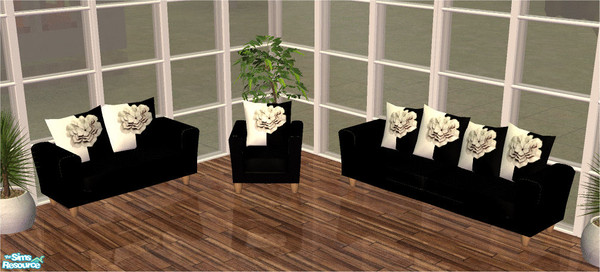 Sims 2 — Black&White Flower Sofa Collection by frillyfilly — Recolours of shtinky00's "Arizona Chair, Loveseat