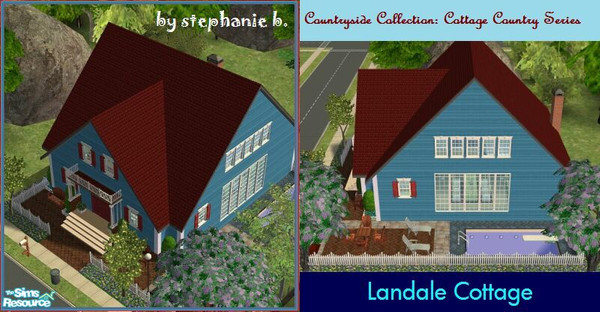 Sims 2 — Cottage Country - Landale Cottage by stephanie_b. — Exterior:2 Story,Flower Garden,Swimming Pool,Barbecue Area/