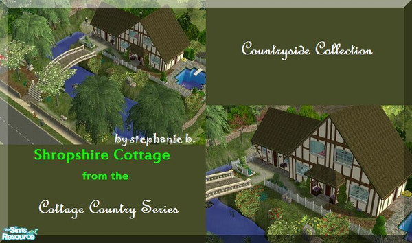 Sims 2 — Cottage Country - Shropshire Cottage by stephanie_b. — Exterior:2 Story,Pool,Garden,Bridge,Parking Pad,etc./