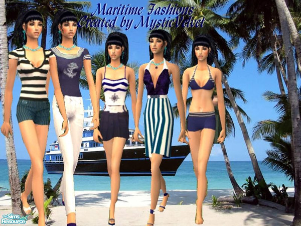 Sims 2 — Maritime Fashion by MysticVelvet — This set was created for the Marine Theme and consists of 5 outfits. H&M