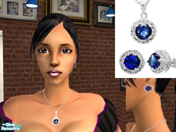 Sims 2 — Round Sapphires by joannejt2003 — Requires Alpha Earrings 01 Mesh.