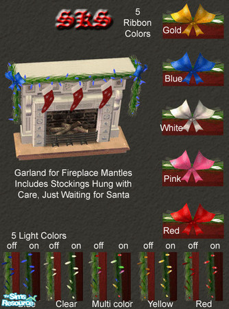 Sims 2 — Christmas Garland  with Bows for fireplace manles by 71robert13 — Decorate your Sims homes for Christmas with