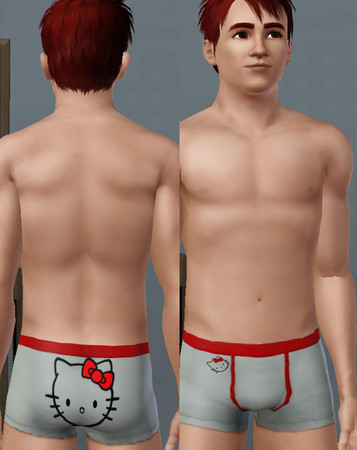 Sims 3 — Hello Kitty Underwear by KevinTroy — Hello Kitty Boxer Shorts