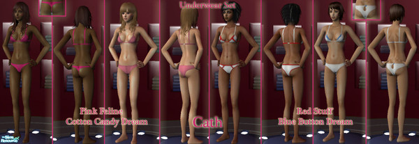 Sims 2 — Dream Underwear Set by CATHIYE — This set contains: -Cotton Candy Dream -Blue Button Dream -Red Stuff -Pink