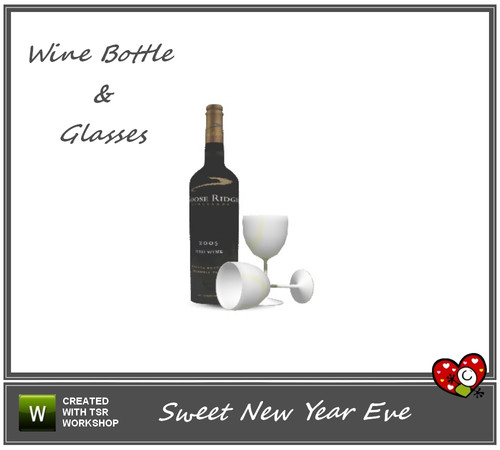 Sims 3 — Wine Bottle and Wine Glasses by mensure — Wine Bottle and Wine Glasses by mensure. New mesh.