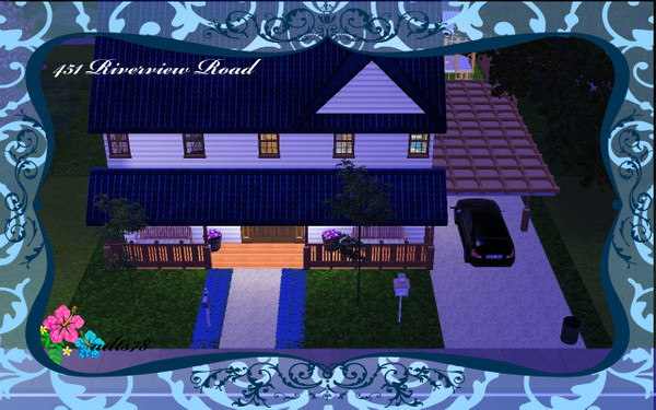 Sims 3 — 451 Riverview Road by adts78 — This small house has four bedrooms, three full baths, a sunroom and dining room.