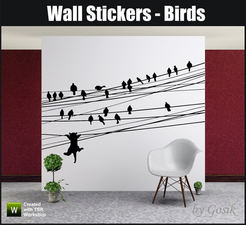 Sims 3 — Wall Sticker Birds 02 by Gosik — Wall Sticker Birds 02 by Gosik at The Sims Resource. The sticker comes in two