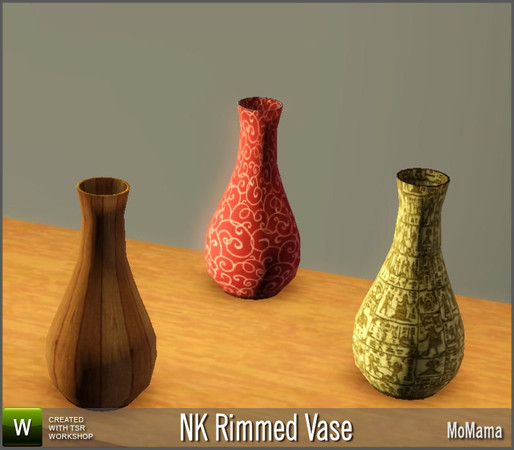 Sims 3 — NK Rimmed Vase by MoMama — A vase with a gold, silver or patterned rim for your Sims to enjoy. By MoMama. TSRAA.
