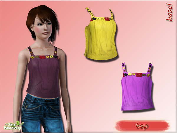 Sims 3 — Flowerly Top  by hasel — 1 recolourable palet.. Enjoy.. Click on the pic to see the details..