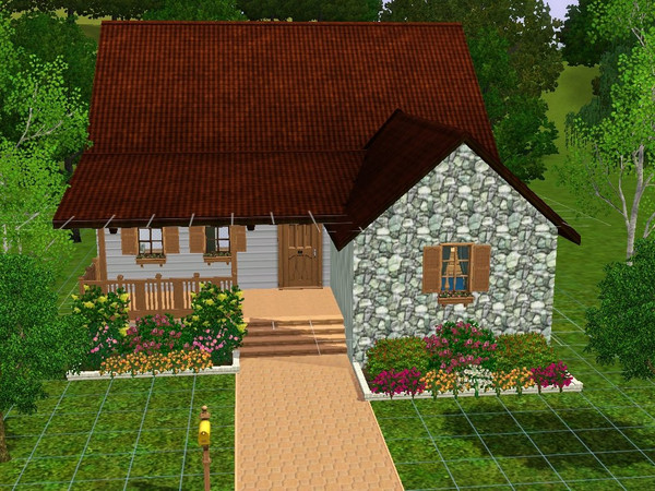 Sims 3 — The Rockford by CinderSim — This small lot home is great for a small family. Two bedrooms, kitchen, living room,