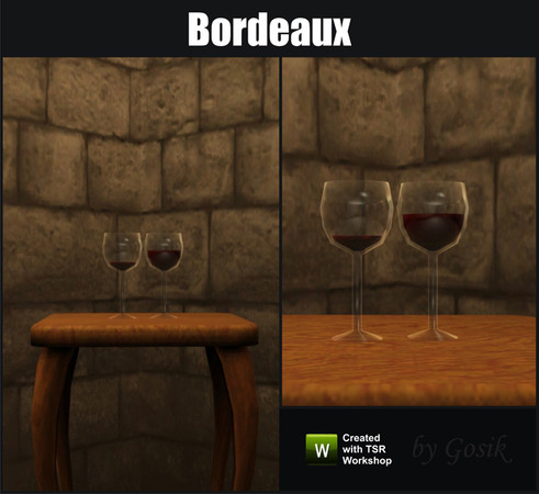 Sims 3 — Bordeaux Standing Wine Glasses by Gosik — Bordeaux Standing Wine Glasses by Gosik at The Sims Resource (come in