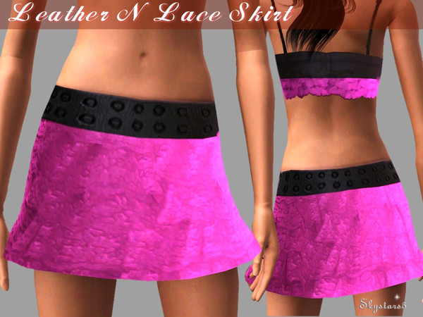 Sims 3 — Leather N Lace Skirt by skystars5 — Sweet little leather and lace ruffled skirt.