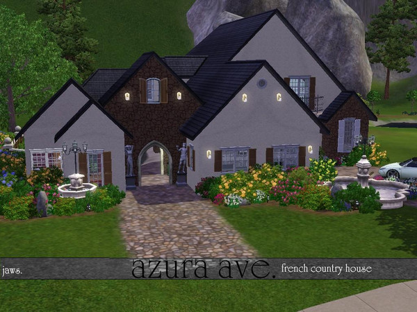 Sims 3 — Azura Ave. by Jaws3 — A huge french country home with four-six bedrooms, three bathrooms and an attached garage.