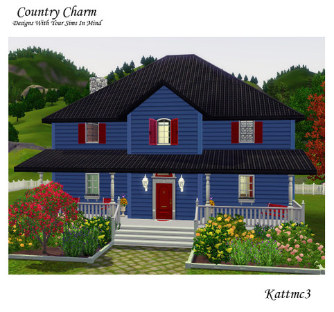 Sims 3 — Country Charm by kattmc3 — This three bedroom, two and a half bathroom country home is a perfect space for your