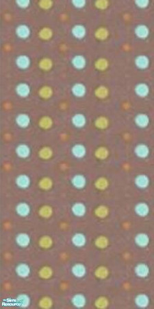 Sims 2 — Dots and Spots by championcashley — brown wallpaper with aqua, green, and orange dots
