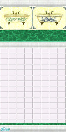 Sims 2 — Bathtime Wallpaper by Riverwillows — A nice toile wallpaper for your bathroom. Made for Marine week by