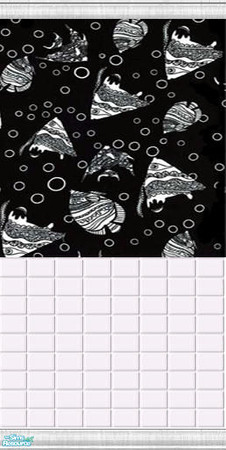 Sims 2 — Inky Fishies Wallpaper by Riverwillows — A cute and fun wallpaper, perfect for your children's bathroom. Made
