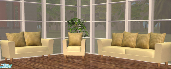 Sims 2 — Cream & Gold Sofa Set by frillyfilly — Recolours of Shtinky00's "Arizona Chair, Loveseat and Sofa set.