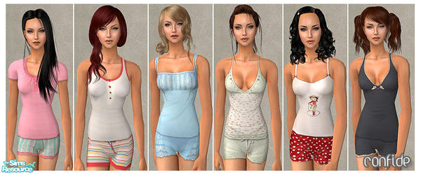 Sims 2 — Lounge by confide — Set of 6 loungewears. No mesh or EP required.
