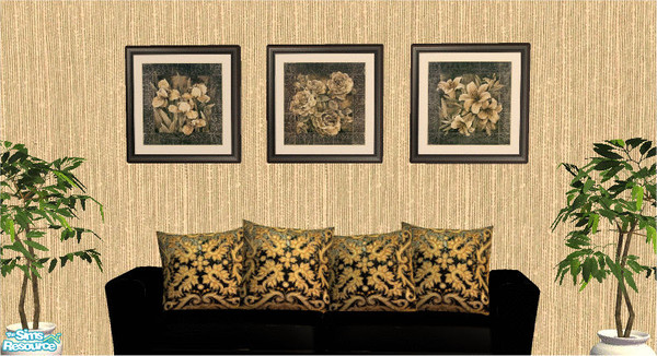 Sims 2 — Black Floral Art Set by frillyfilly — Recolours of the maxis "B. Stroke by Alfred D'Simvo"