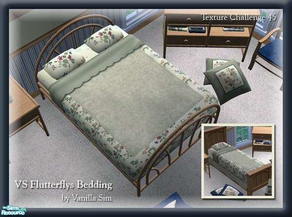 Sims 2 — VS Flutterflys Bedroom Bedding by Vanilla Sim — 