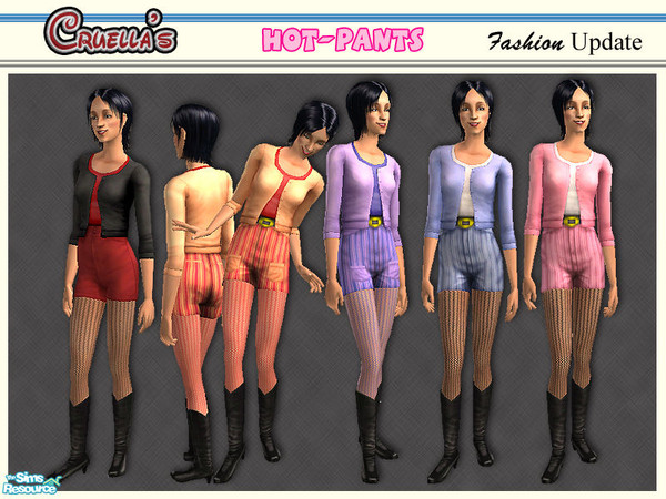 Sims 2 — am_HotPants by Cruella — Short pants, sweater set and boots.