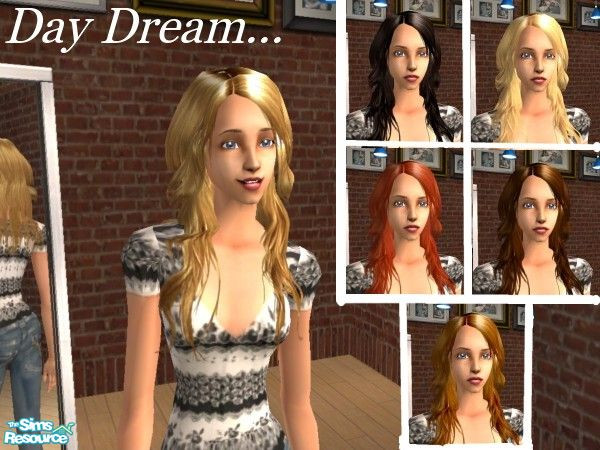 Sims 2 — Day Dream.... by Warrayfinson — 6 new lush, shiny hair do\'s for your sims. They no longer have to day dream
