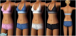 Sims 2 — Jean Swimsuits by Dgandy — Four colors for Young Adult, Adult and Elder.