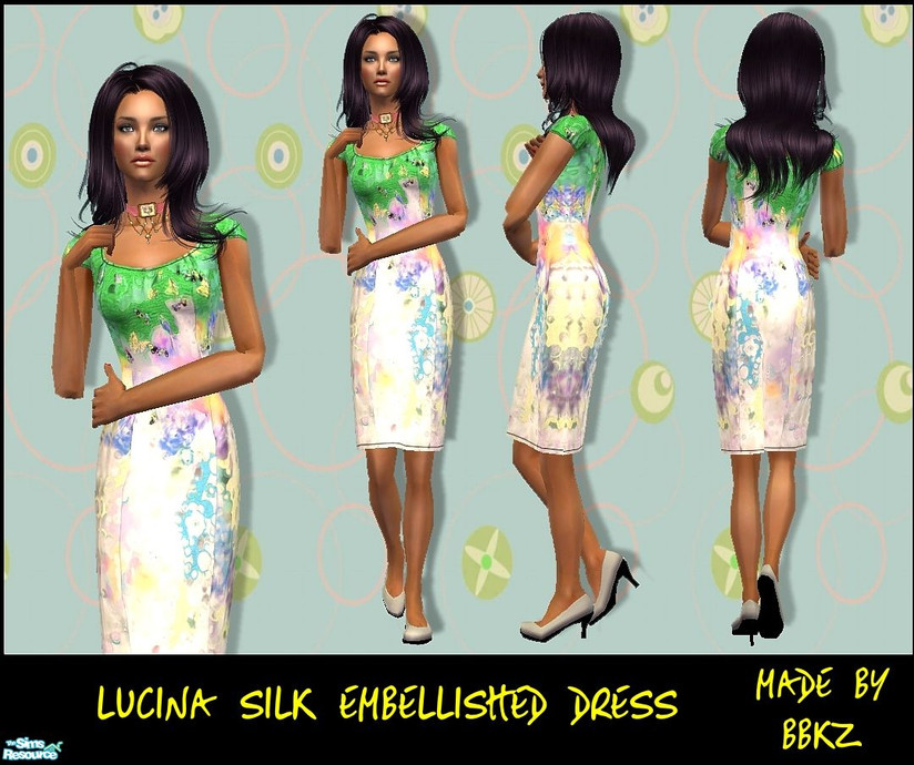 The Sims Resource - Lucina silk embellished dress