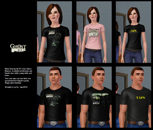 Sims 3 — Ghost Hunters Shirt Set by tiger8254 — Here is a set of shirts from the hit TV series Ghost Hunters. The set