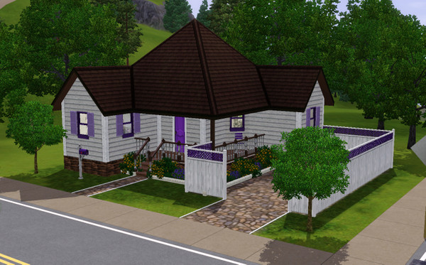 Sims 3 — Wee Purple Starter by hawkearrow — I realised that most of the houses I make are large, fairly unaffordable and